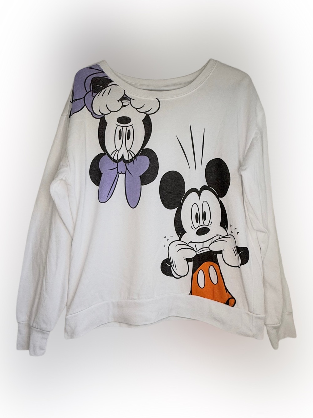 Disney Mickey Mouse & Minnie Mouse Scared Women's Sweatshirt Size XL